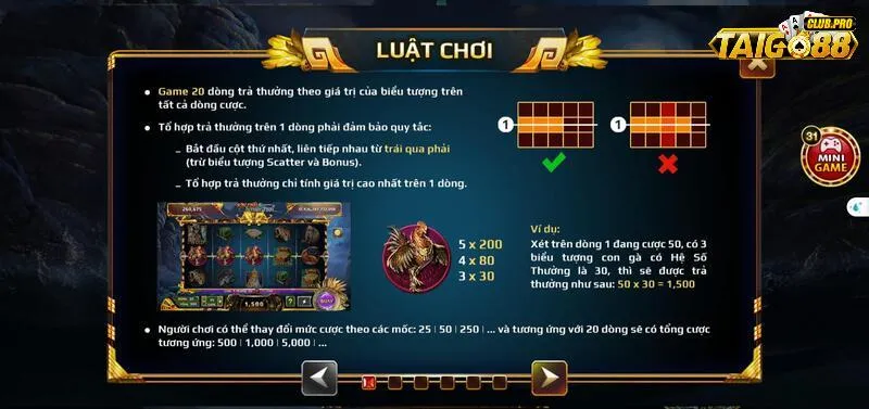 Luật chơi và tổ hợp trả thưởng trong nổ hũ sơn tinh thủy tinh 