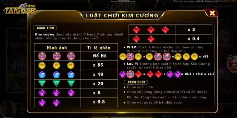 Slot kim cương với quy tắc tính điểm cực hấp dẫn