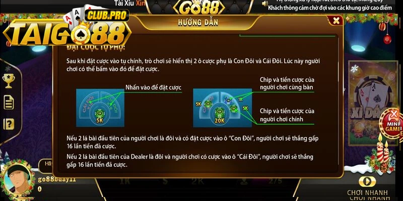 Cách đặt cược trong game bài xì dách go88